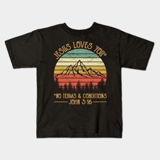 Vintage Christian Jesus Loves You No Terms & Conditions Kids T-Shirt